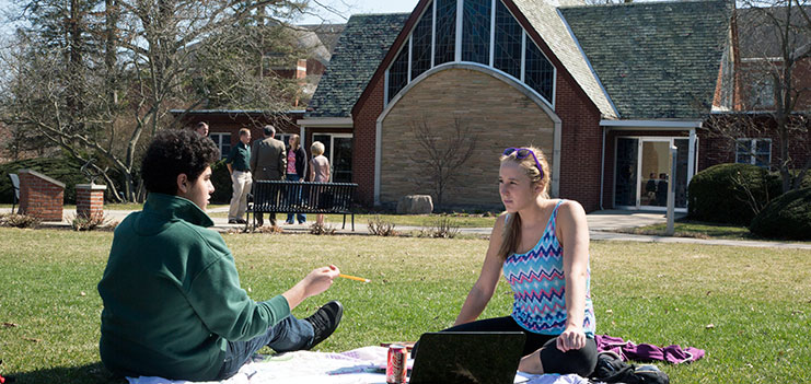 Philosophy and Religious Studies students on lawn