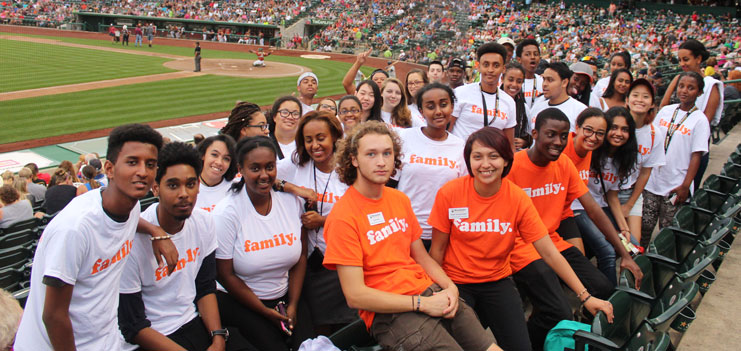 Multicultural Students at a Baseball Game