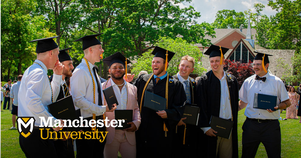 Students celebrate together after graduation.