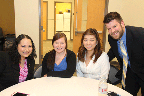 students at a table