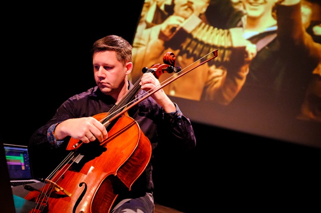 cellist Nick Photinos in concert