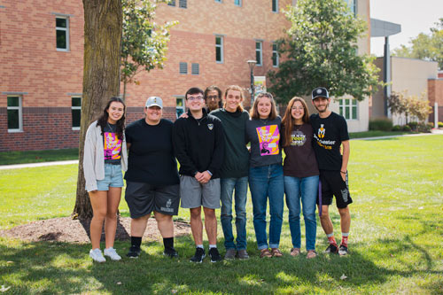 A group of honors students on the mall