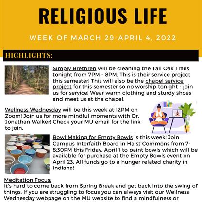 Religious Life Email 03292022